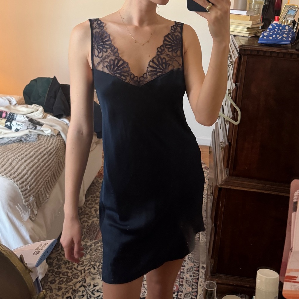 Intimissimi navy silk slip dress